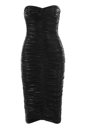 Clothing : Midi Dresses : 'Marli' Black Strapless Ruched Dress