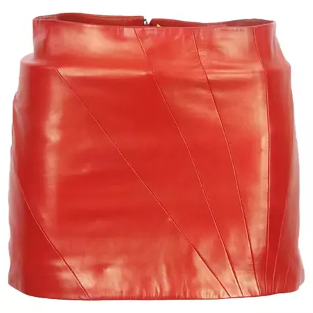 Saint Laurent Leather Mini Skirt Fr 38 Uk 10 For Sale at 1stDibs