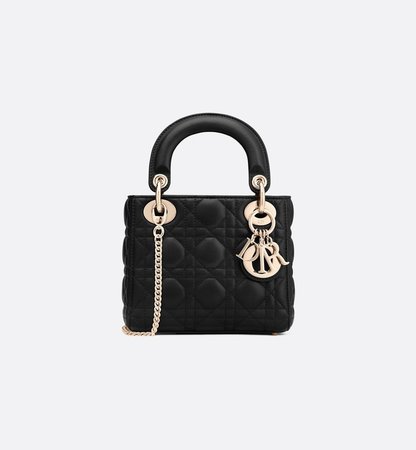 Bolsa Lady Dior míni Pele de cordeiro Cannage preta - Bolsas - Moda Feminina | DIOR