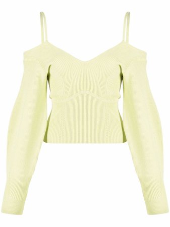 Shop Self-Portrait ribbed cold-shoulder jumper with Express Delivery - FARFETCH