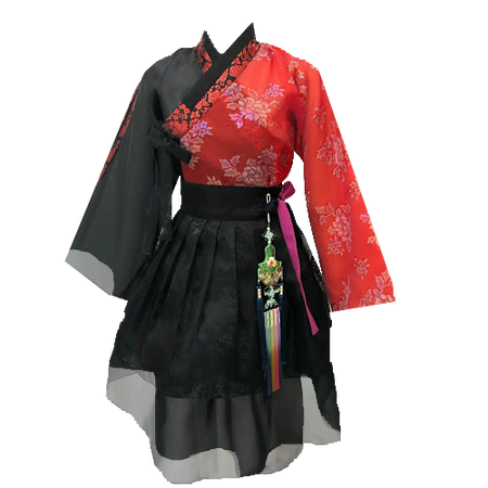 Misung Hanbok | Half and Half Cherry Red Mini Hanbok Dress (Dei5 edit)