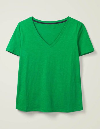 The Cotton V-Neck Tee - Rich Emerald | Boden US
