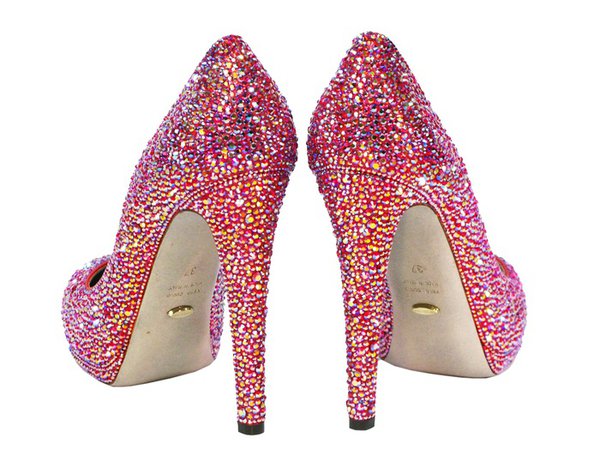 Sergio Rossi Ruby Red Custom Strassed AB Special Crystal Pumps