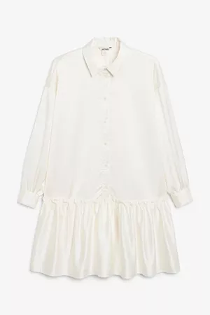 Satin shirt dress - White light - Dresses - Monki WW
