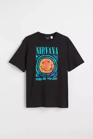 Regular Fit T-shirt - Black/Nirvana - Men | H&M GB