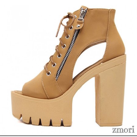 brown-camel-yellow-peep-toe-punk-rock-lace-up-platforms-high-heels-zippers-boots-sandals-shoes-800x800.jpg (800×800)