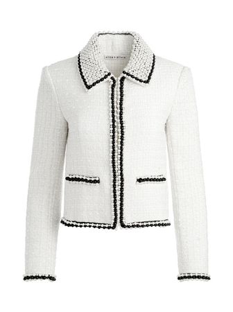 Kidman Pearl Collar Boxy Jacket In Off White | Alice And Olivia