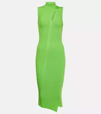 Cutout Turtleneck Knit Midi Dress in Green - Versace | Mytheresa