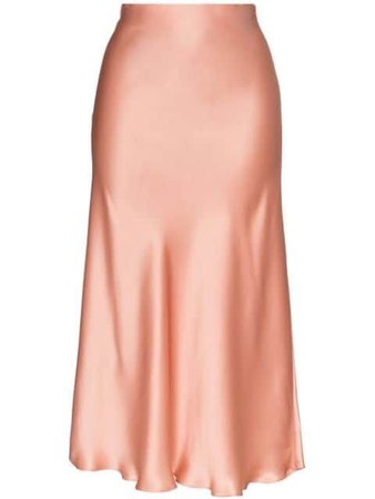 pink silk skirt