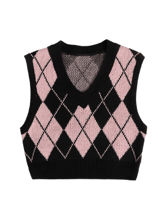 Pink n Black plaid vest