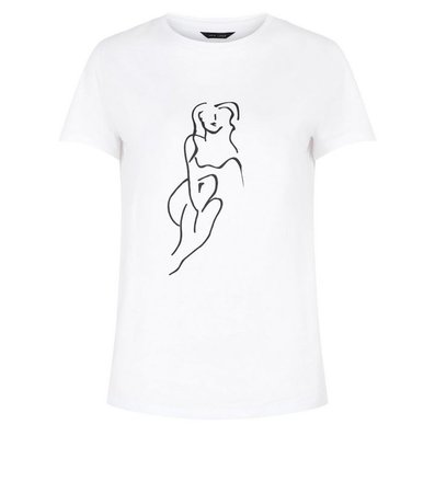 White Sketch Print Short Sleeve T-Shirt | New Look