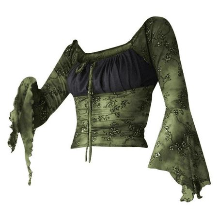 green fairy boho witch top