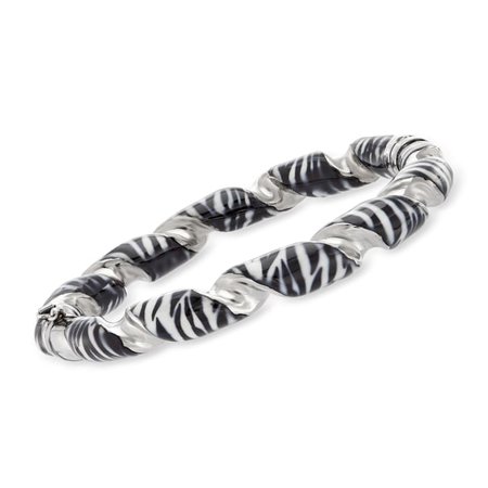 Ross-Simons Italian Zebra-Print Enamel Twisted Bangle Bracelet