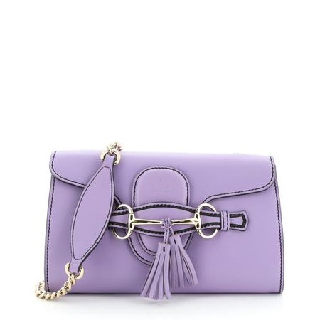 Gucci Emily Chain Flap Bag Leather Small Purple 517108 – Rebag