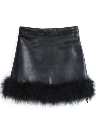Shein leather fluff skirt