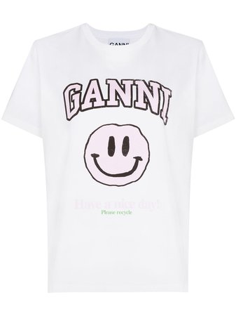 GANNI logo-print Cotton T-shirt - Farfetch