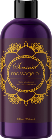 Sensual Massage Oil w/ Pure Lavender Oil - Relaxing Almond & Jojoba Oil - Women & Men – 100% Natural Hypoallergenic Skin Therapy - USA Made