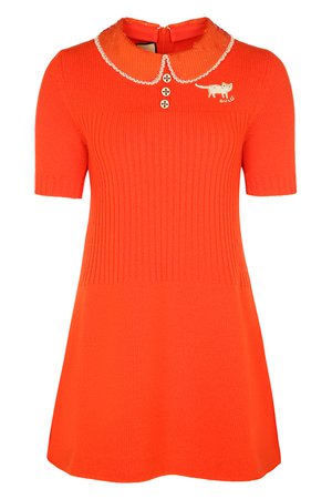 Платье из шерсти Gucci Платье Оранжевый на BABOCHKA.RU