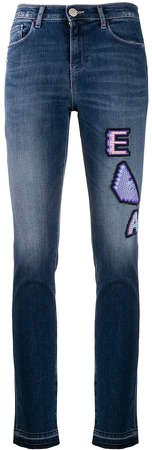 Ea7 slim-fit logo patch denim jeans