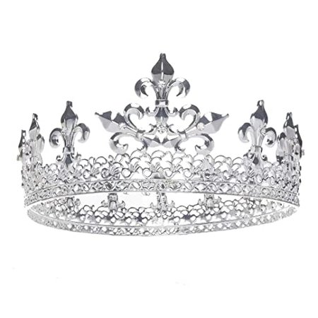 Amazon.com: S SNUOY Full King Crown for Men Silver Metal Tiaras Pageant Party Male's Hats Prom Party Caps Costume Hair Accessories : Clothing, Shoes & Jewelry