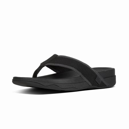 Cheapest Fitflop Sandals - FitFlop Surfer Textile Mens Black Grey Clearance Sale Online