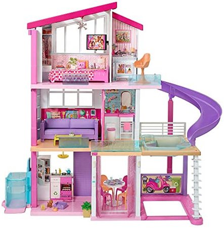 Amazon.com: Barbie Dreamhouse Dollhouse with Wheelchair Accessible Elevator, Pool, Slide and 70 Accessories Including Furniture and Household Items, Gift for 3 to 7 Year Olds: Toys & Games