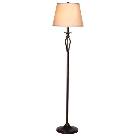 Hampton Bay Rhodes 58.50 in. Bronze Floor Lamp with Natural Linen Shade-HD09999FRBRZC - The Home Depot