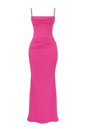 Clothing : Maxi Dresses : 'Milena' Hot Pink Corset Maxi Dress