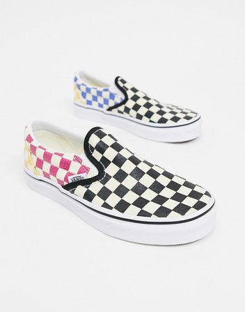 Vans Classic Slip-On glitter checkerboard sneakers in multi | ASOS