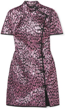 Metallic Jacquard Mini Dress - Pink