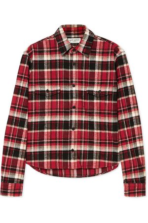 Saint Laurent | Cropped checked cotton-flannel shirt | NET-A-PORTER.COM