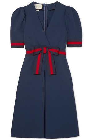 Gucci | Grosgrain-trimmed stretch-ponte mini dress | NET-A-PORTER.COM