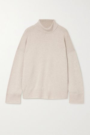 Beige Suede oversized cashmere turtleneck sweater | Le Kasha | NET-A-PORTER