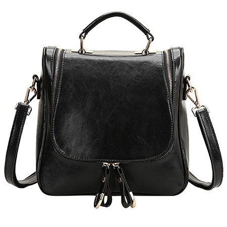 Amazon.com: S-ZONE Ladies Small Leather Cross Body Handbag Backpack Black: Clothing