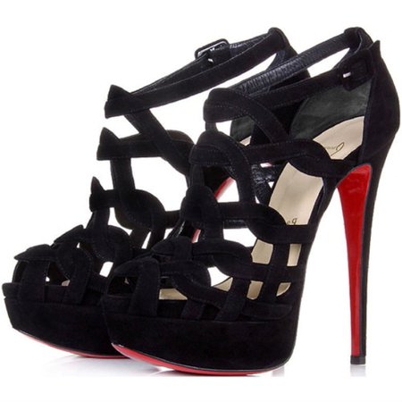 Christian Louboutin Larissa Plato Sandals Black Suede Red Bottom Shoes - Buscar con Google