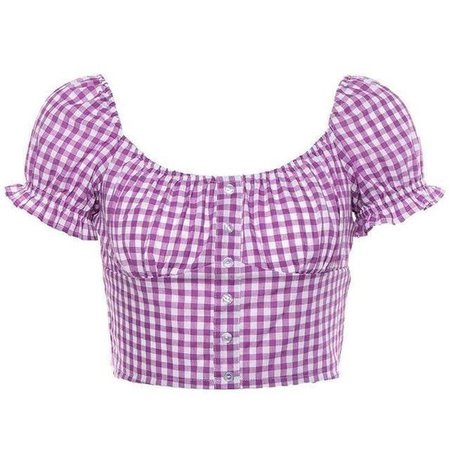 Red Country Plaid Crop Top Belly Shirt Purple Kawaii | Kawaii Babe