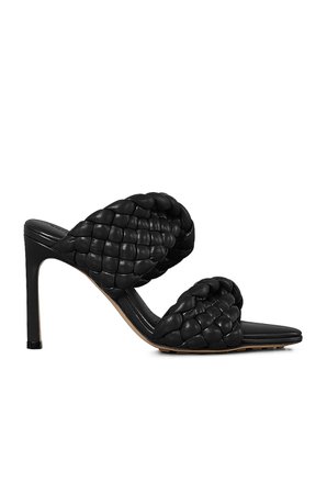 Bottega Veneta Padded Woven Leather Sandals in Black | FWRD