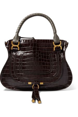 Chloé | Marcie large croc-effect leather shoulder bag | NET-A-PORTER.COM