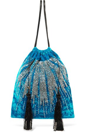 Attico | Tasseled embellished velvet pouch | NET-A-PORTER.COM