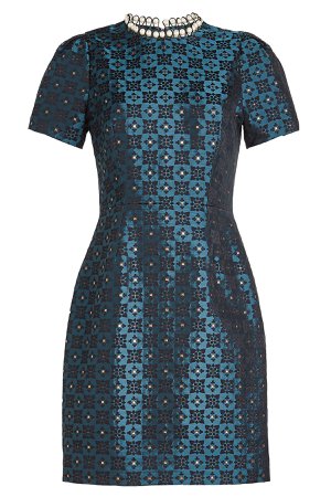 Jacquard Dress with Faux Pearl Embellishment Gr. UK 10