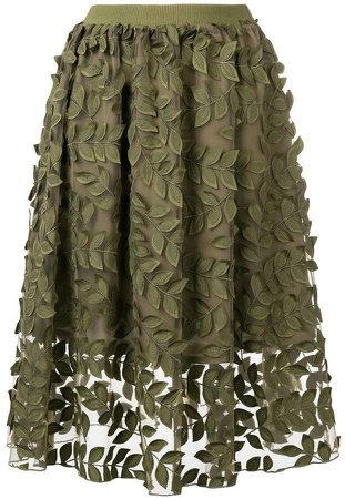 leaf embroidered skirt
