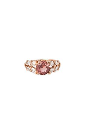 14k Rose Gold Pink Tourmaline & Diamond Ring By Jacquie Aiche | Moda Operandi