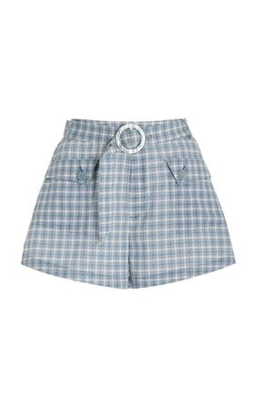 Cathy Belted Checked Cotton-Blend Seersucker Shorts By Jonathan Simkhai | Moda Operandi