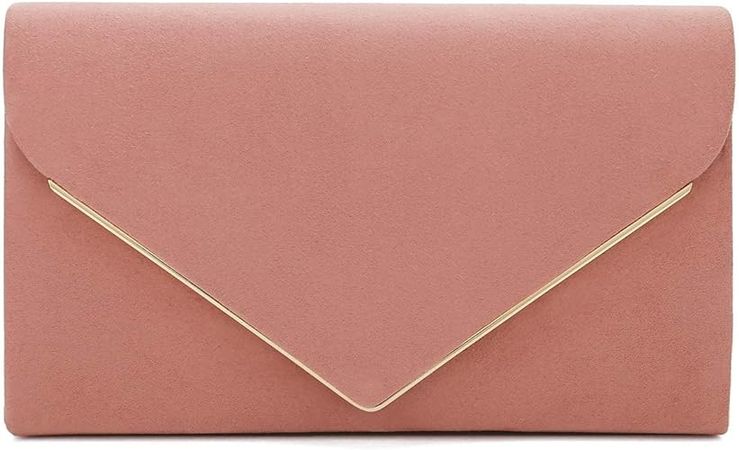 CHARMING TAILOR Faux Suede Clutch Bag Elegant Metal Binding Evening Purse for Wedding/Prom/Black-Tie Events (Dusty Rose): Handbags: Amazon.com