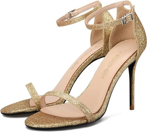 Amazon.com: Women's Stiletto Heels One Word Belt Ankle Strap Sandals High Heels Elegant Comfortable Pumps Wedding Party Dress Office Shoes Size 34-46