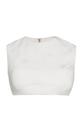 Cropped Polka Dot Jersey Top by Brandon Maxwell | Moda Operandi