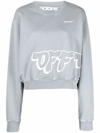 Off-White logo-print Cropped Sweatshirt - Farfetch