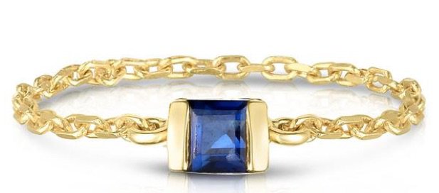 gold blue chain ring