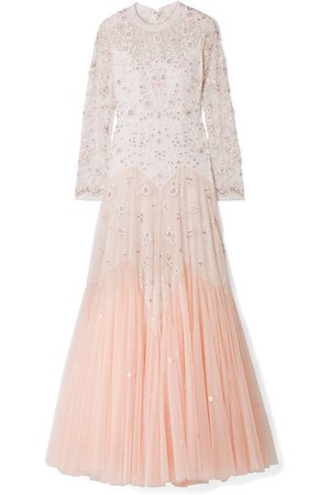 Needle & Thread | Pearl Rose cutout embellished embroidered tulle gown | NET-A-PORTER.COM