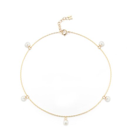 Mateo 14K gold delicate pearl anklet - Buscar con Google